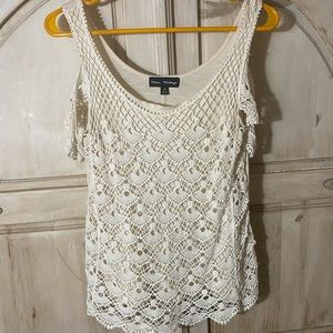 Mason + Madeline: White crochet tee